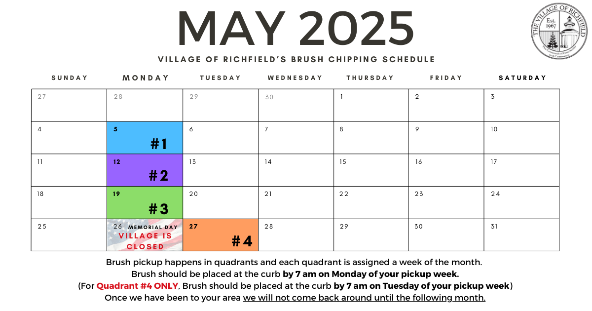 Brush Chipping Calendar May 2025