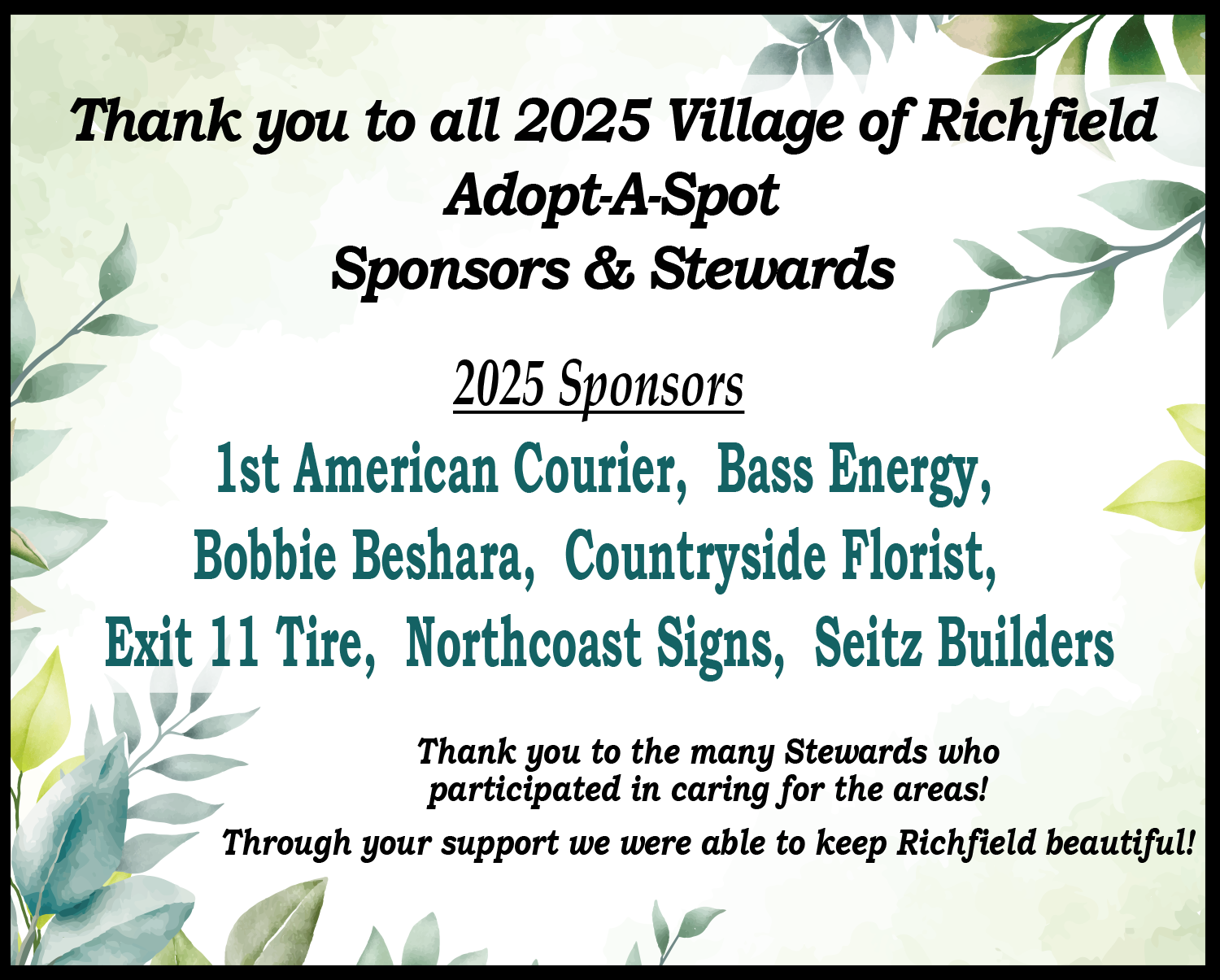 Thank You Adopt-A-Spot 2025