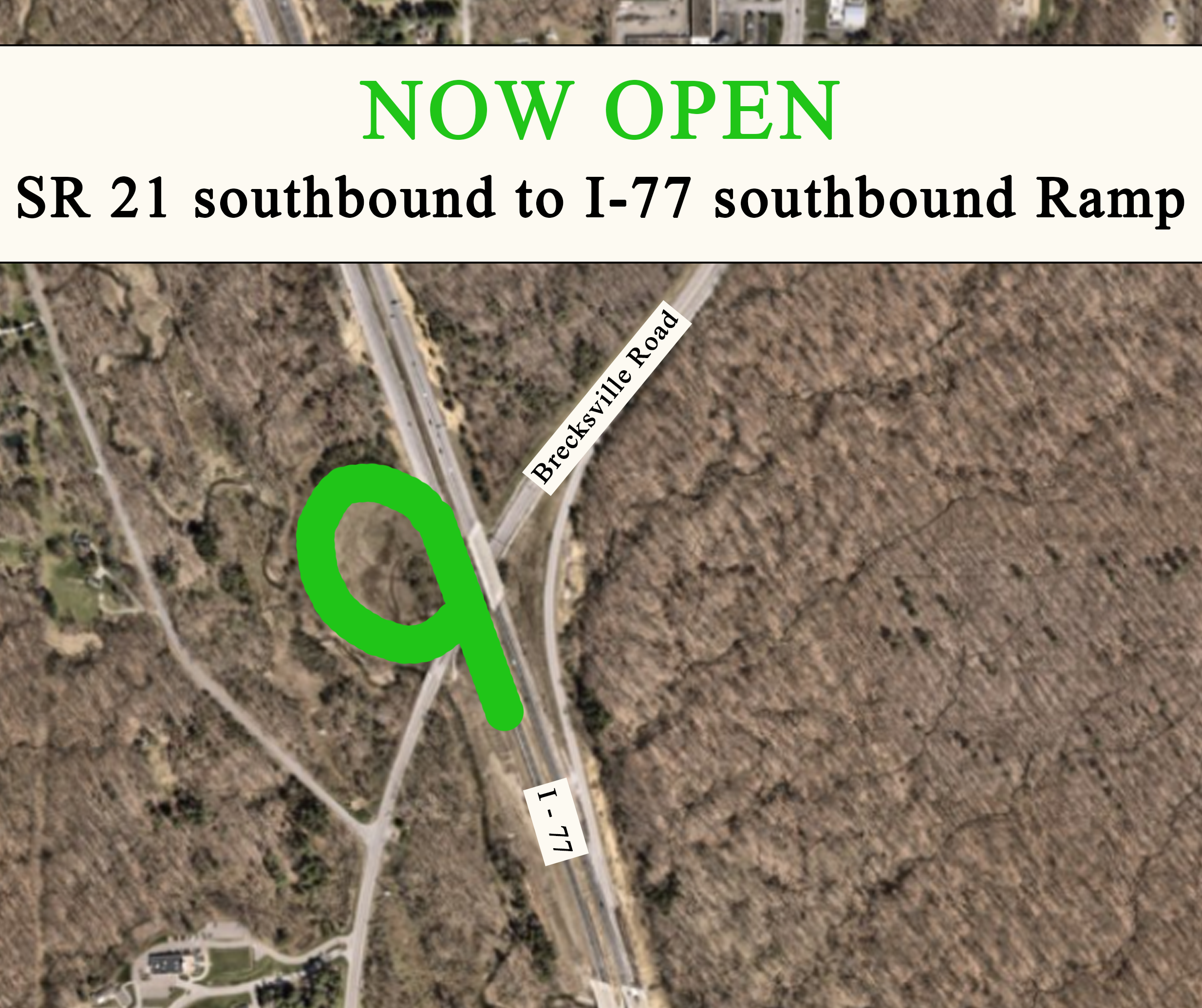SR 21 to SR I-77 SB Ramp now open