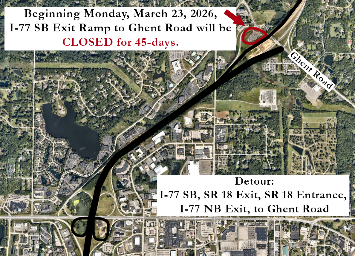 I-77 SB Exist Ramp to Ghent Road CLOSED